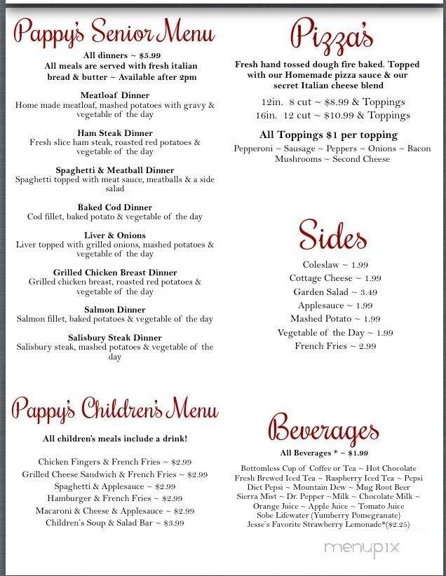 Pappy's - Leechburg, PA menu_pic
