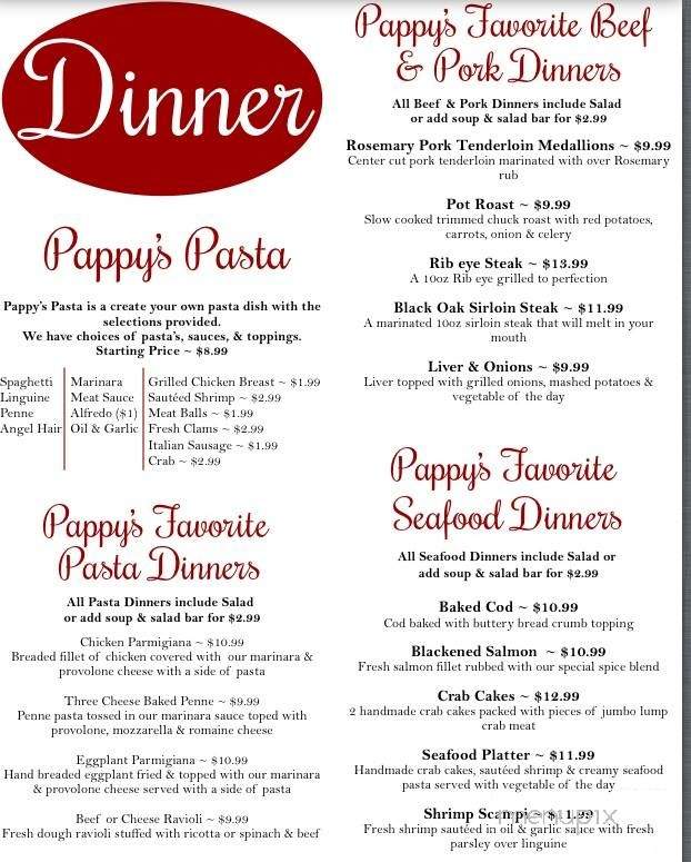 Pappy's - Leechburg, PA menu_pic