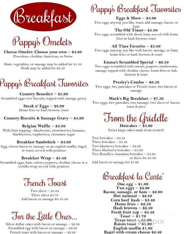 Pappy's - Leechburg, PA menu_pic