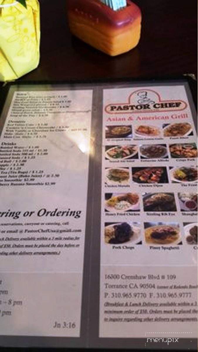 Pastor Chef Asian & American Grill - Torrance, CA menu_pic