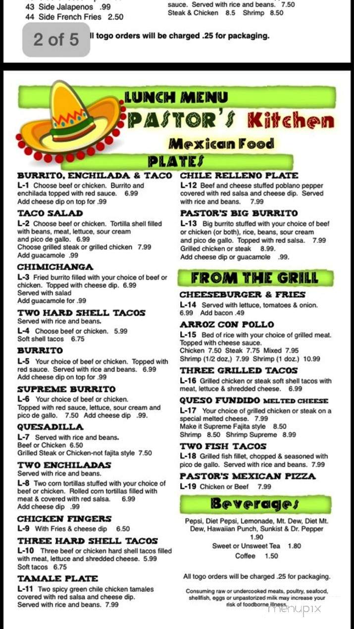 Pastor's Kitchen Mexican Food - Northport, AL menu_pic