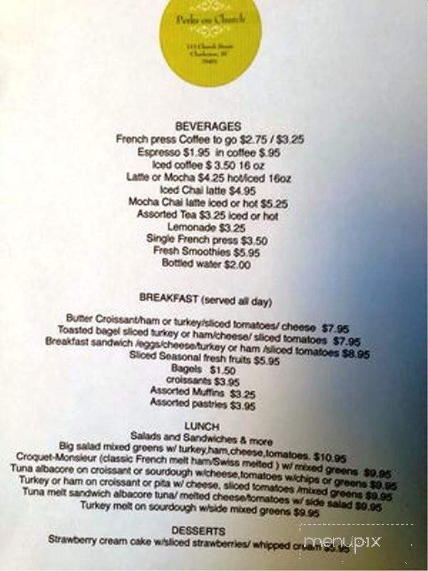 Perks on Church - Charleston, SC menu_pic