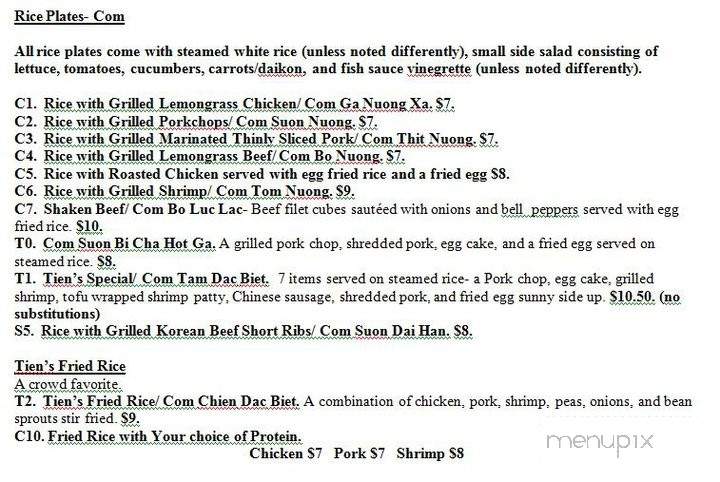 Pho Tien - Lafayette, LA menu_pic
