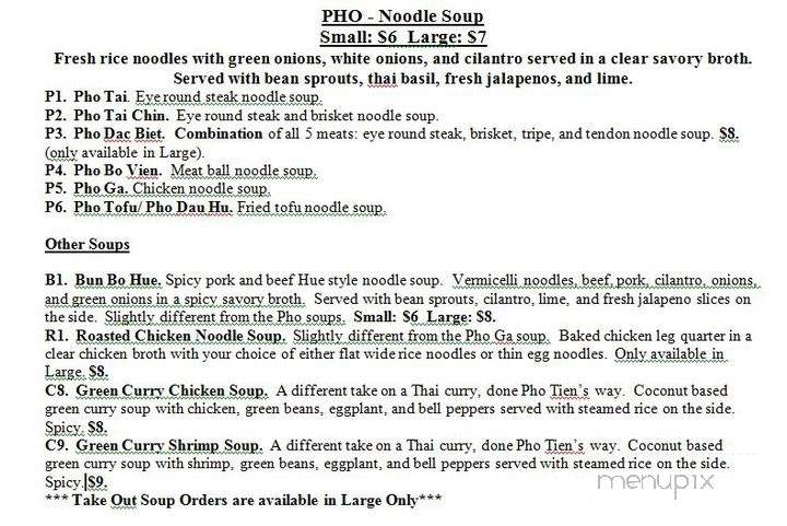 Pho Tien - Lafayette, LA menu_pic