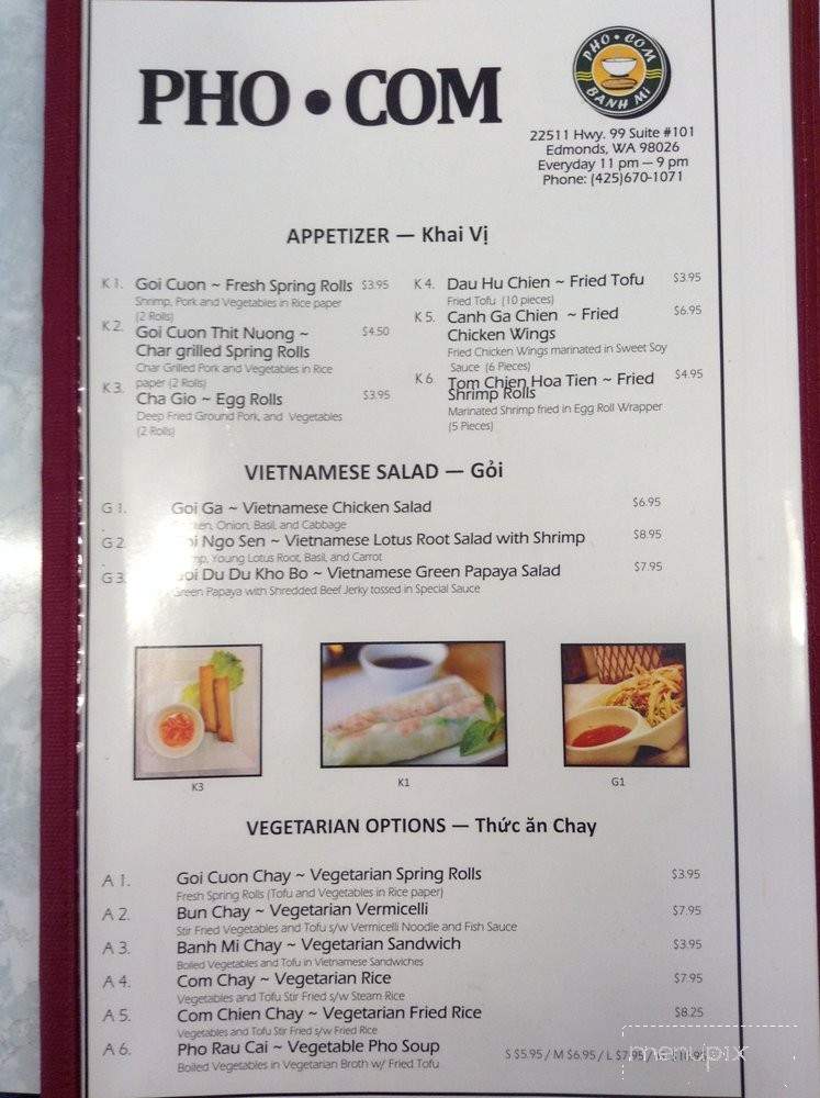 Pho.Com - Edmonds, WA menu_pic