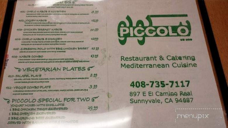 Piccolo Restaurant - Sunnyvale, CA menu_pic