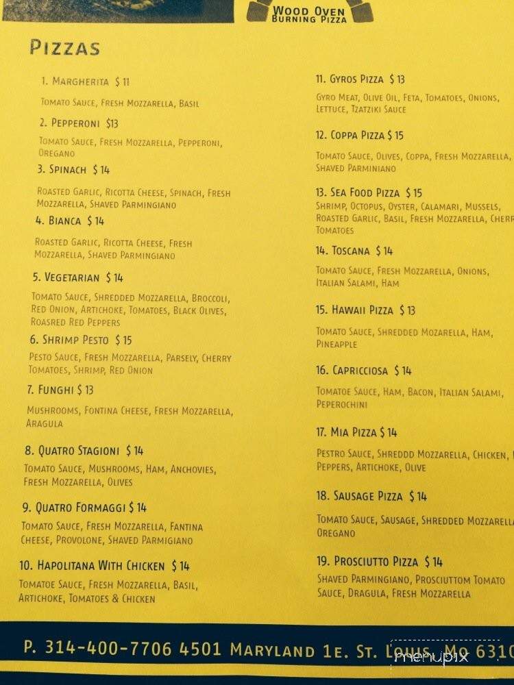 Pizzaria Mia - St Louis, MO menu_pic