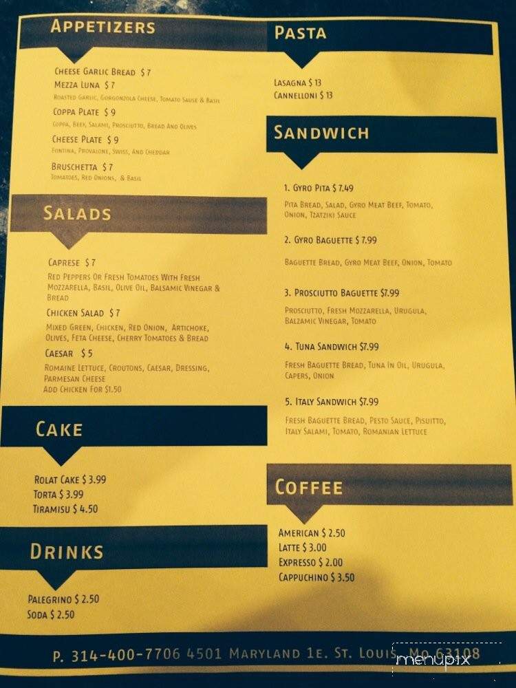 Pizzaria Mia - St Louis, MO menu_pic