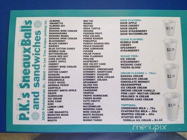 PK's Sneauxballs - Slidell, LA menu_pic