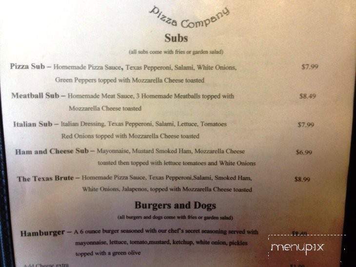 Pub Grub and Pizza Company - San Antonio, TX menu_pic