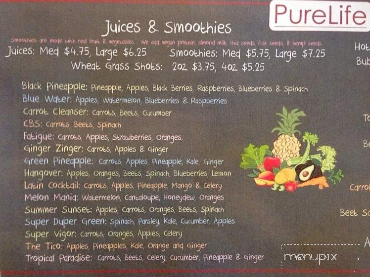 Purelife Organic Healthfood - Wilmington, NC menu_pic