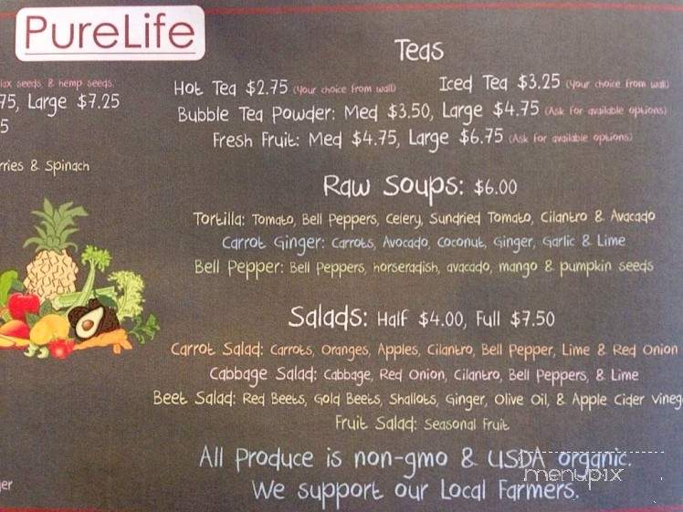 Purelife Organic Healthfood - Wilmington, NC menu_pic