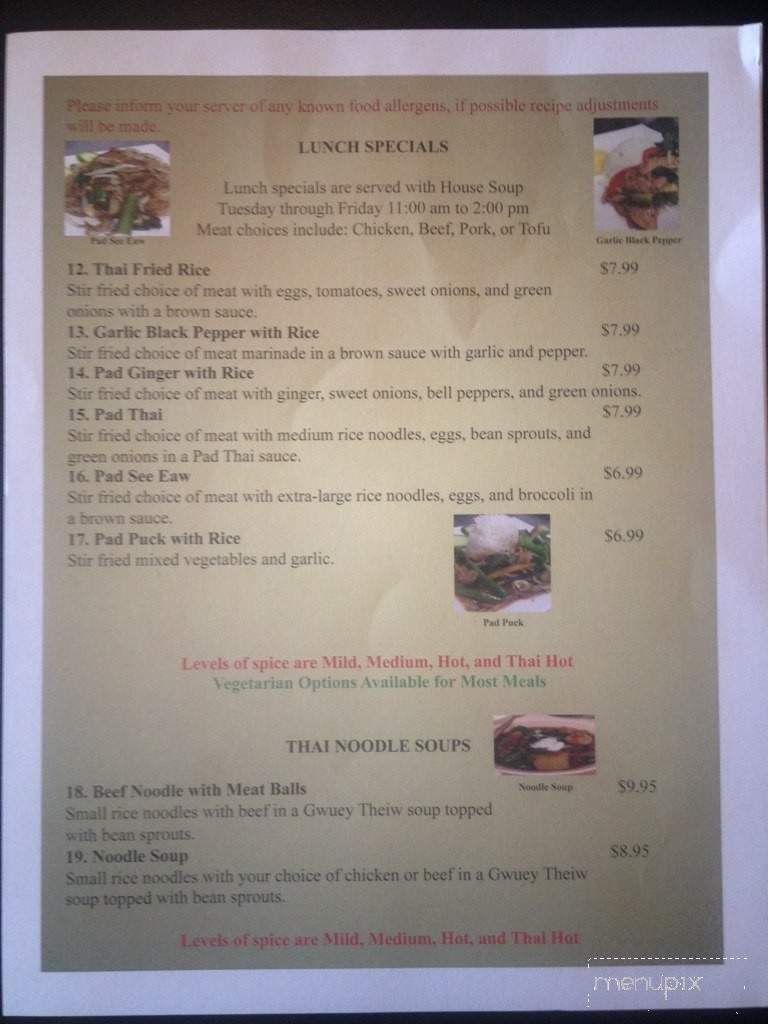 Purn's Thai Kitchen - Waynesville, MO menu_pic
