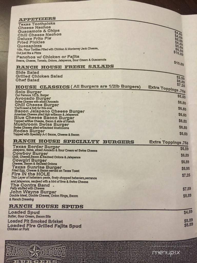 Ranch House Burgers II - Palmview, TX menu_pic