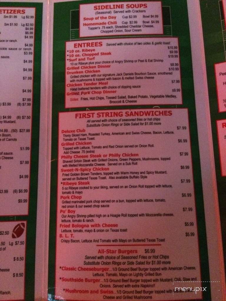 Red Zone Sports Bar and Grill - Randleman, NC menu_pic