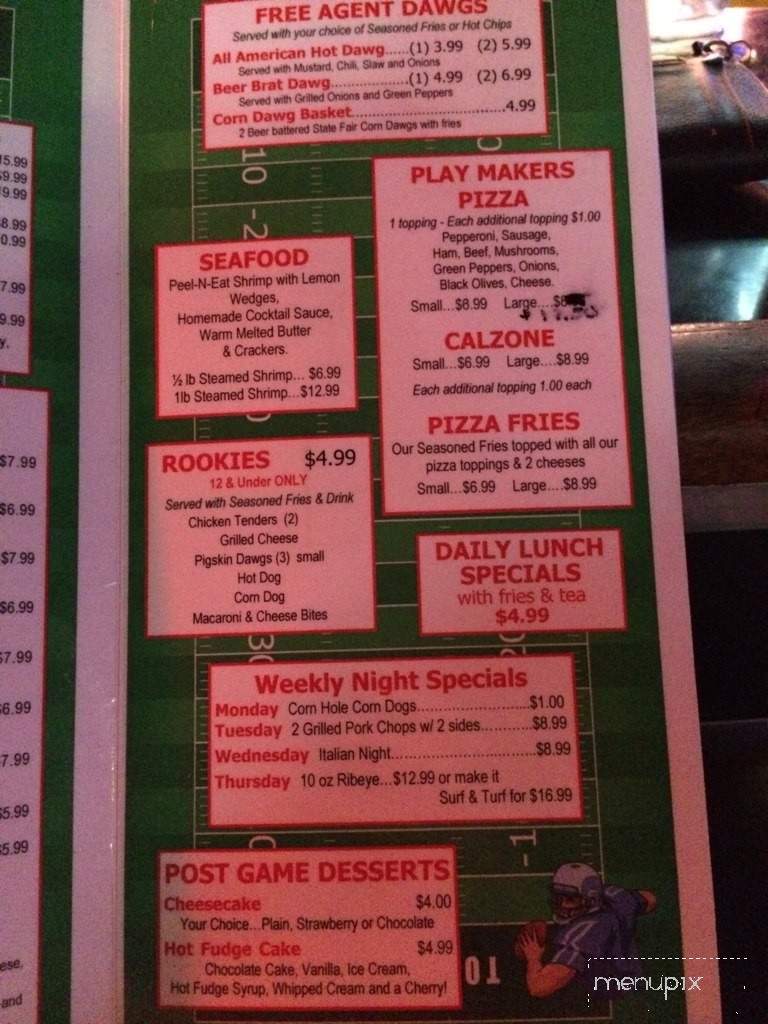 Red Zone Sports Bar and Grill - Randleman, NC menu_pic
