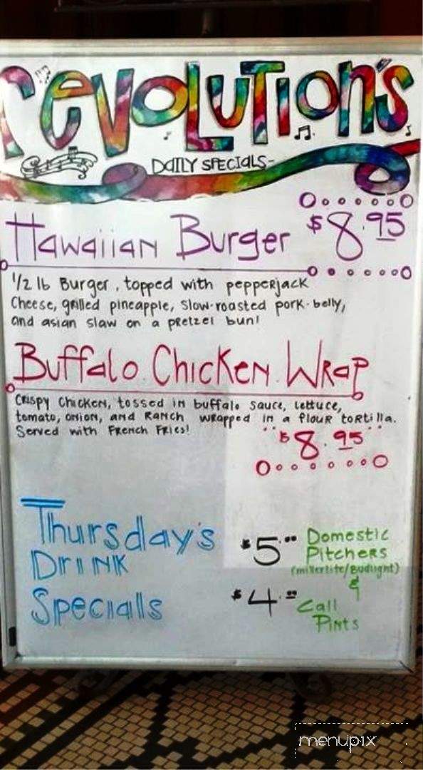 Revolutions Bar and Grill - Manitowoc, WI menu_pic
