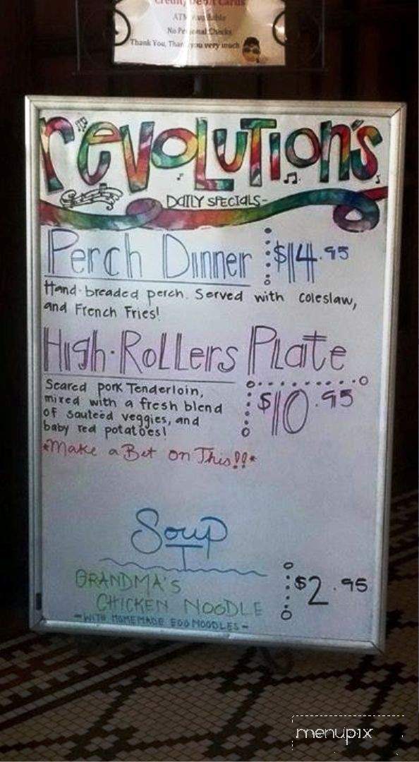 Revolutions Bar and Grill - Manitowoc, WI menu_pic
