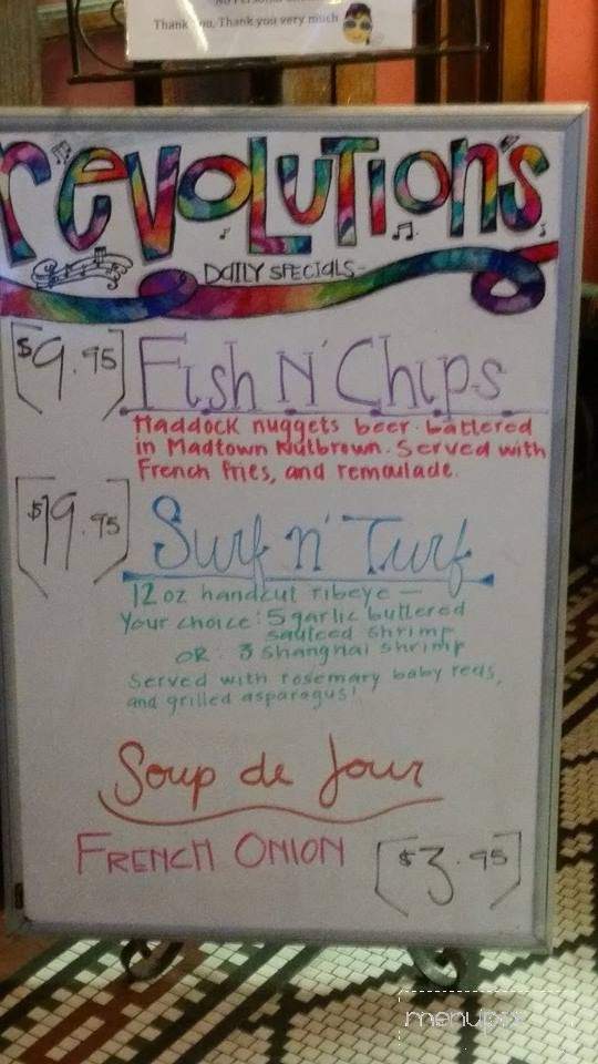 Revolutions Bar and Grill - Manitowoc, WI menu_pic