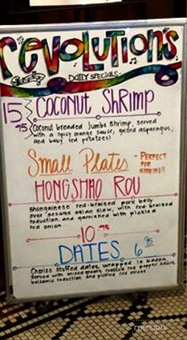 Revolutions Bar and Grill - Manitowoc, WI menu_pic