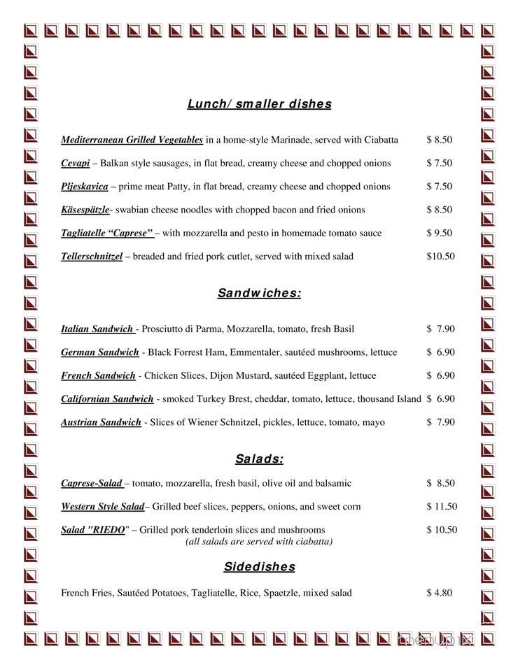 Riedo - Clearwater, FL menu_pic
