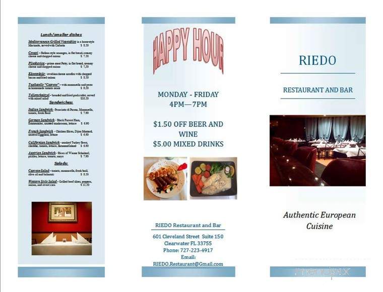 Riedo - Clearwater, FL menu_pic