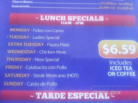 Rita's Fiesta Restaurant - San Antonio, TX menu_pic