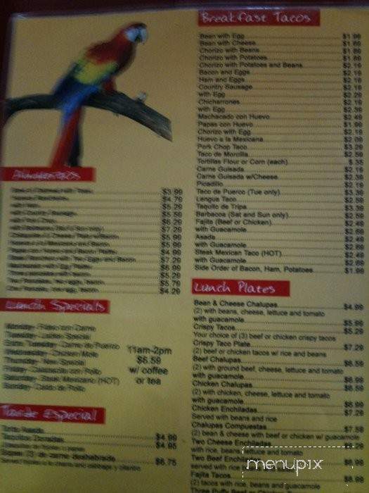 Rita's Fiesta Restaurant - San Antonio, TX menu_pic