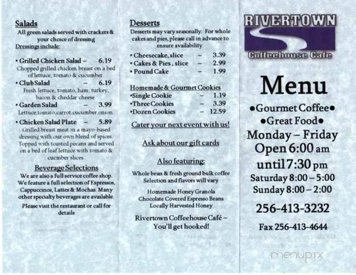 Rivertown Coffeehouse Cafe - Gadsden, AL menu_pic