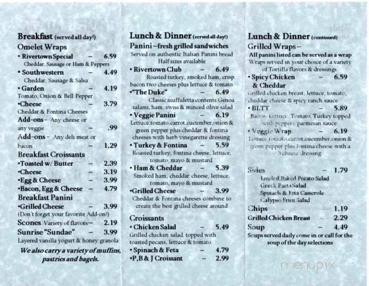 Rivertown Coffeehouse Cafe - Gadsden, AL menu_pic