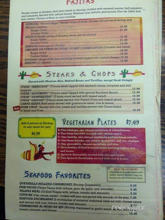 Riviera Maya Mexican Grill - Anderson, IN menu_pic