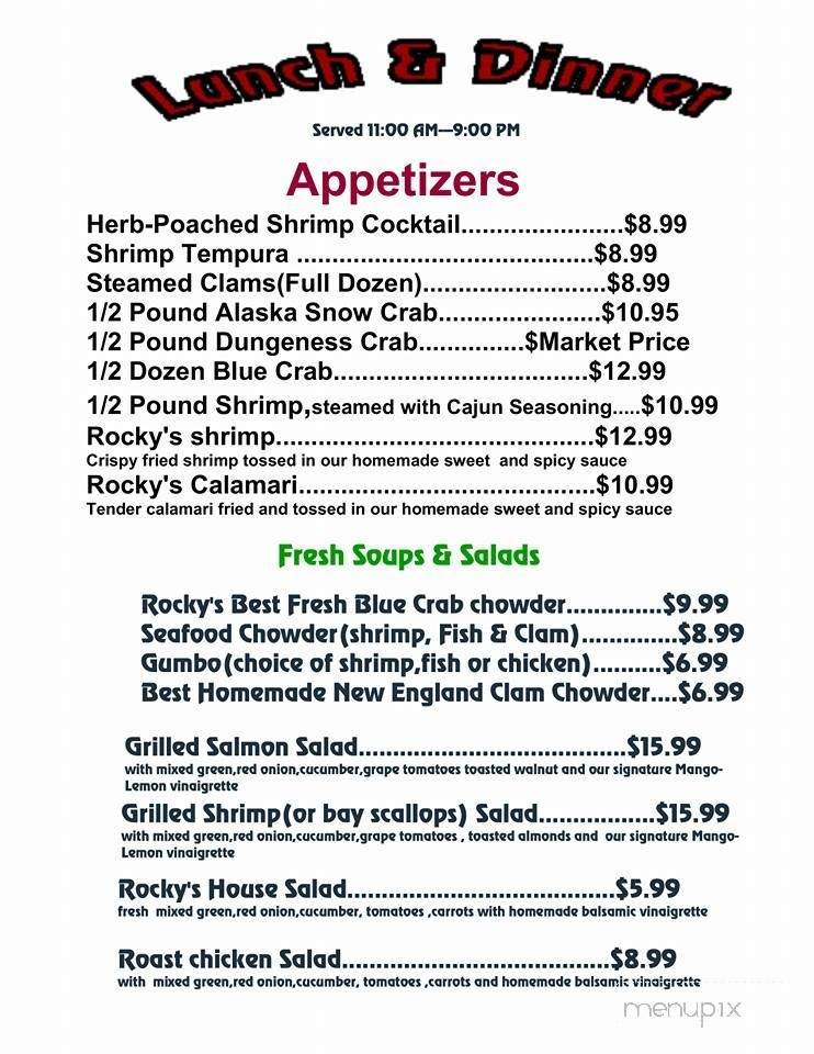 Rocky Cola Seafood - Ocala, FL menu_pic