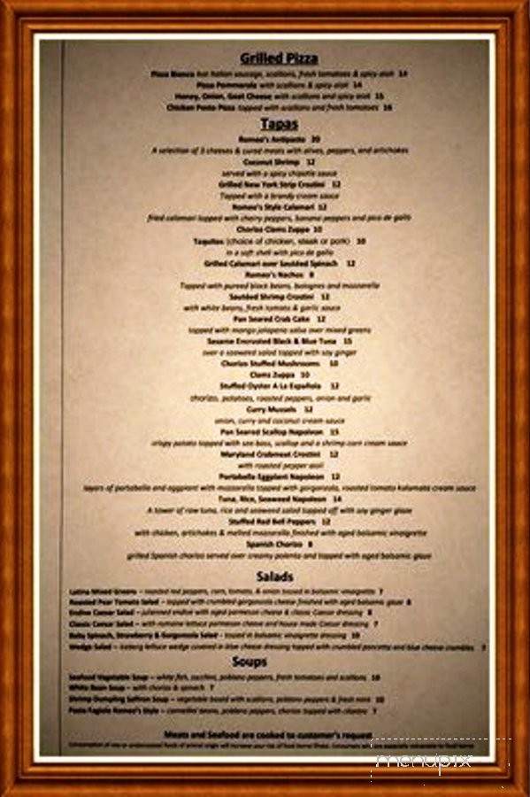 Romeo's Kitchen - Providence, RI menu_pic