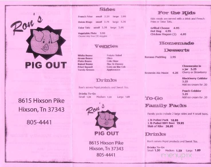 Ron's Pig Out - Lakesite, TN menu_pic