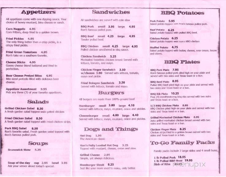 Ron's Pig Out - Lakesite, TN menu_pic