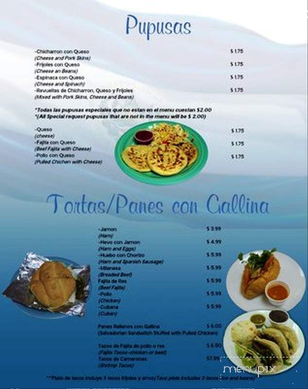 Rosie's Pupuseria - Garland, TX menu_pic