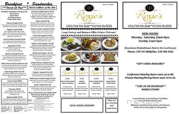 Roxie's - Elizabethtown, KY menu_pic