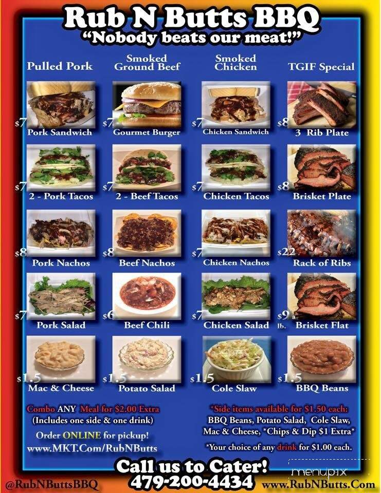 Rub n Butts BBQ - Bentonville, AR menu_pic