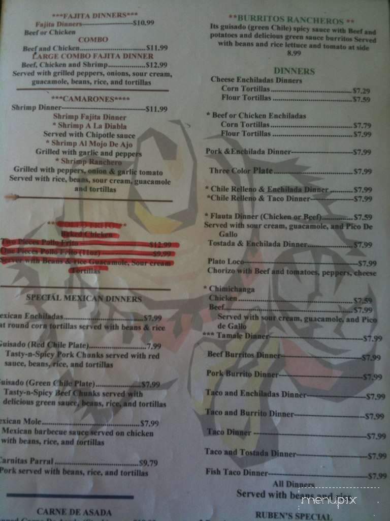 Ruben's Mexican Grill - Wichita, KS menu_pic