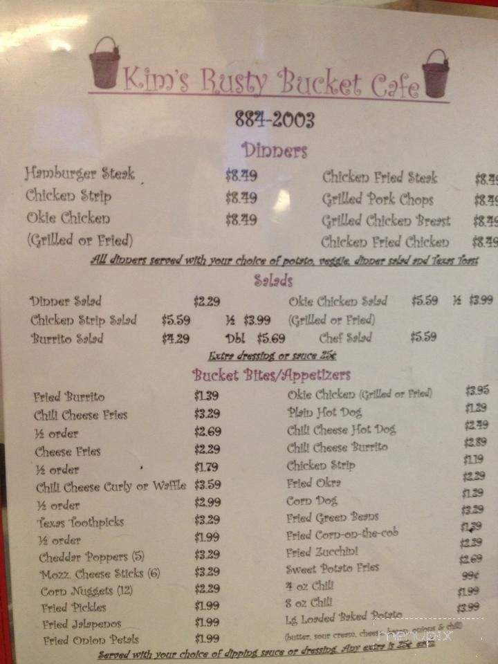 Rusty Bucket Cafe - Geary, OK menu_pic