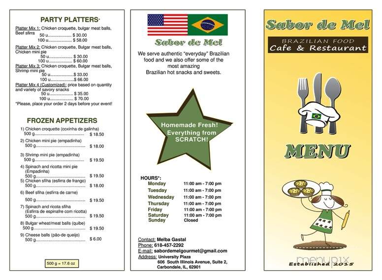 Sabor de Mel - Carbondale, IL menu_pic