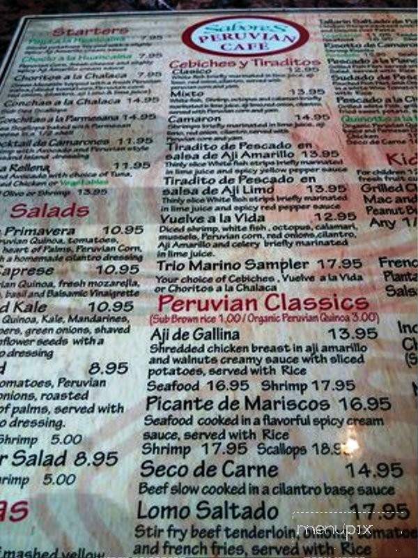 Sabores Peruvian Cafe - Camarillo, CA menu_pic