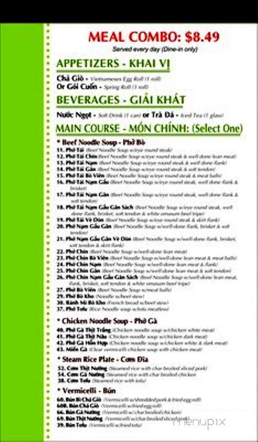 Saigon Pho & Grill - Sugar Land, TX menu_pic