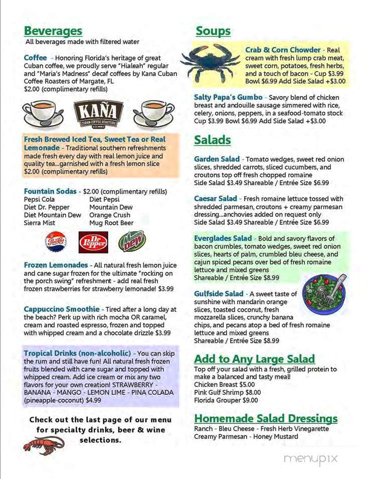 Salty Papa's Shrimp House - Fort Myers, FL menu_pic