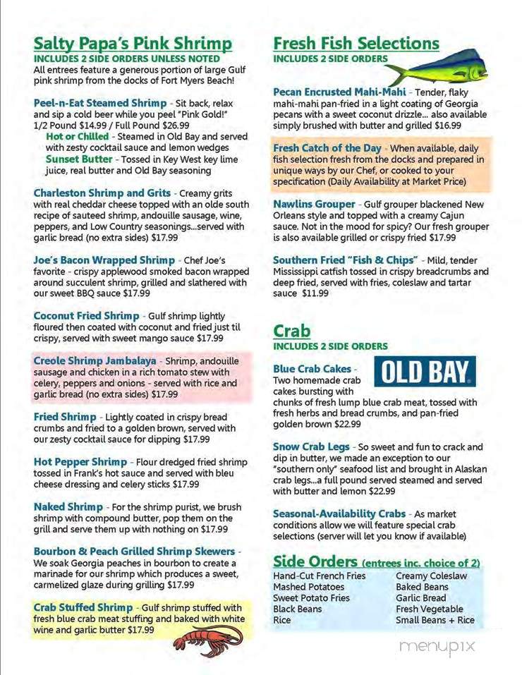 Salty Papa's Shrimp House - Fort Myers, FL menu_pic
