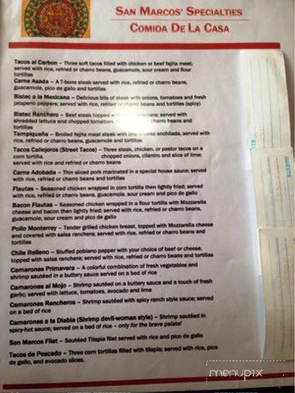 San Marcos Mexican Grill - Melissa, TX menu_pic