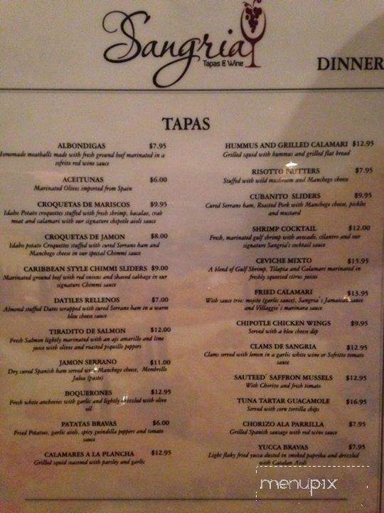 Sangria Tapas & Wine - Flushing, NY menu_pic