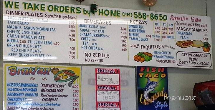Sarinana's Tamale Factory - Santa Ana, CA menu_pic