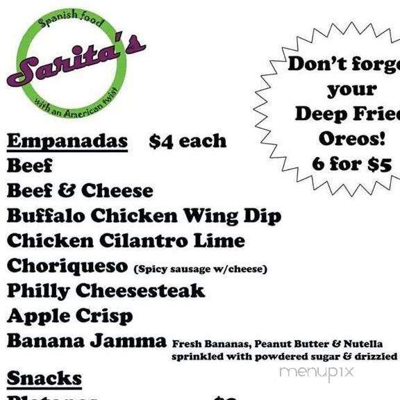 Sarita's Mmmpanadas - Rome, NY menu_pic