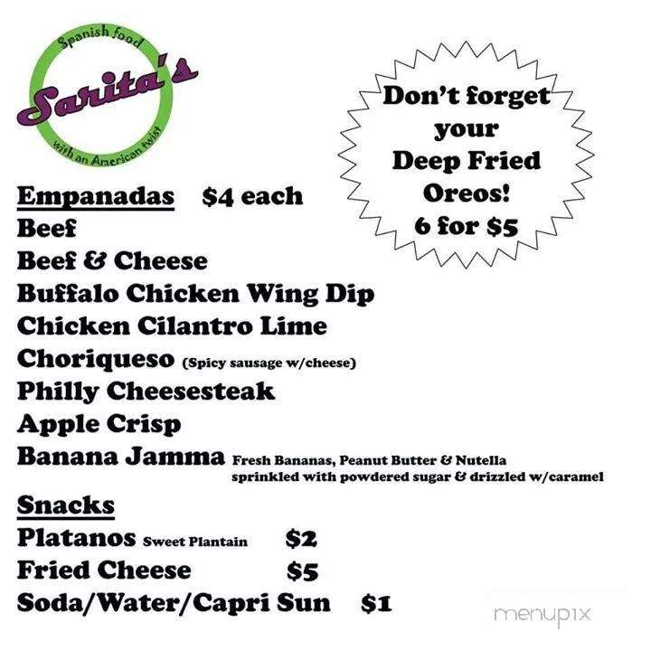 Sarita's Mmmpanadas - Rome, NY menu_pic